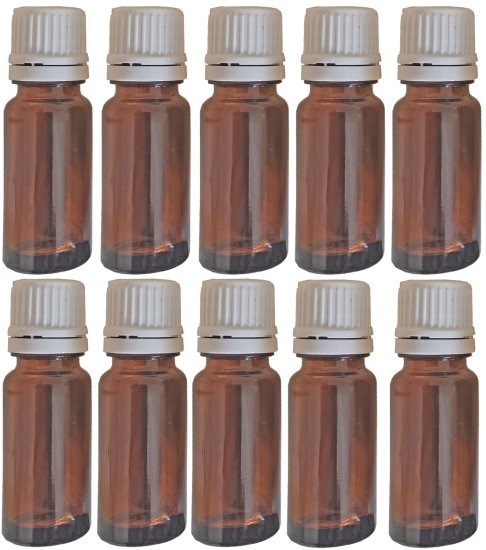 (image for) 10 vials, each containing 10 ml, for storing essential oils with original seals and amber glass for protection from light - Click Image to Close