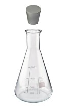 (Bild für) Erlenmeyerkolben mit Gummistopfen- Enghals, 500 ml -graduiert